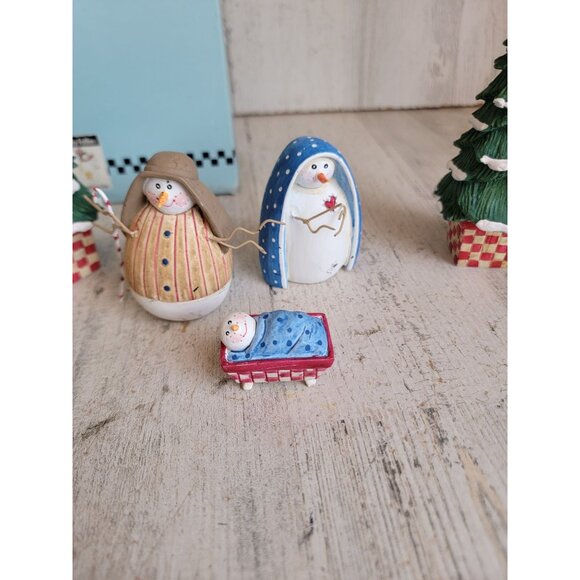 Jolly follies snowman nativity scene religious Xmas decor set Sandi Gore evans - Picture 8 of 10